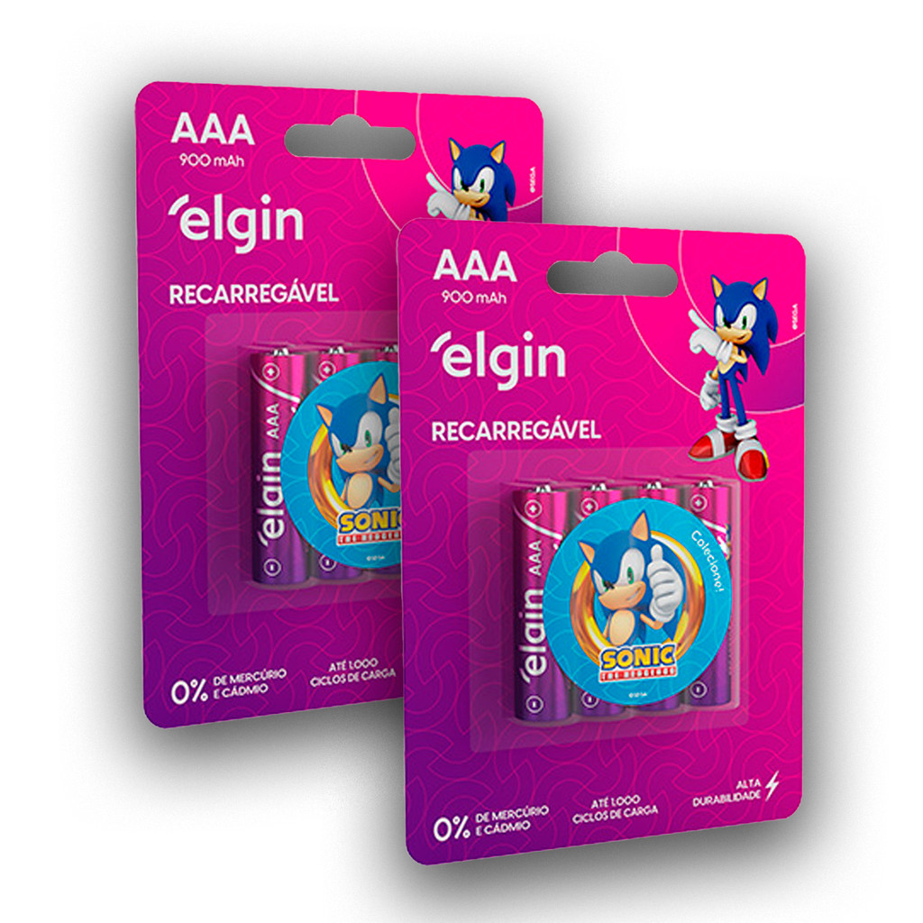Kit 8 Pilha Recarregável Aaa Elgin 900Mah 2 Cartela 4 Unidades