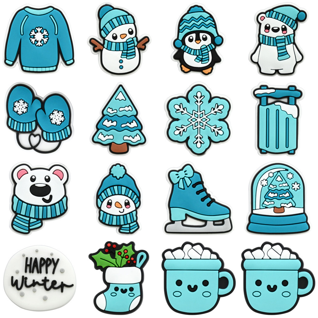 Encantos De Sapato Tema De Inverno Acessórios De Sapato 15 Estilo Pvc Decorativo Com Botões
