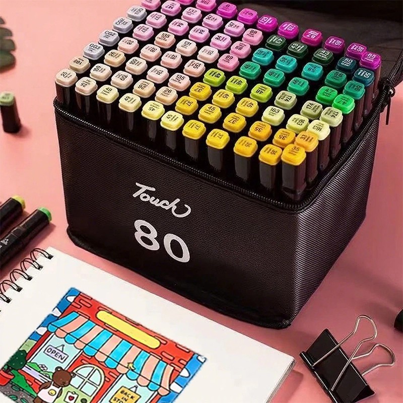 24/36/48/60/80/120/168 Cores Caneta Marcadora Com Ponta Dupla/Pintura De Arte/Aquarela/Material Escolar/Escritório em Oferta na Shopee