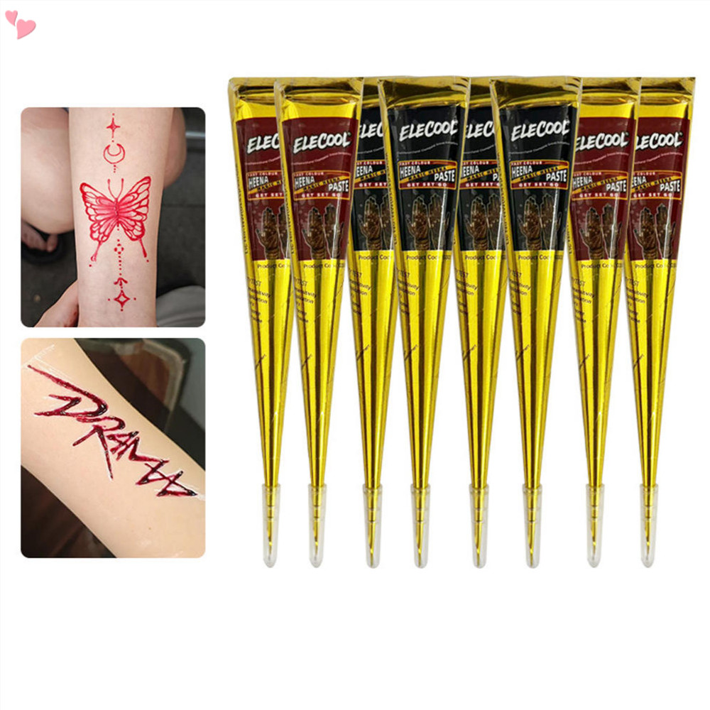 Cones De Pasta De Tatuagem Semipermanente , Pintura Artística DIY Do Corpo Da Índia Para Mulheres , Homens , Crianças , em Oferta na Shopee