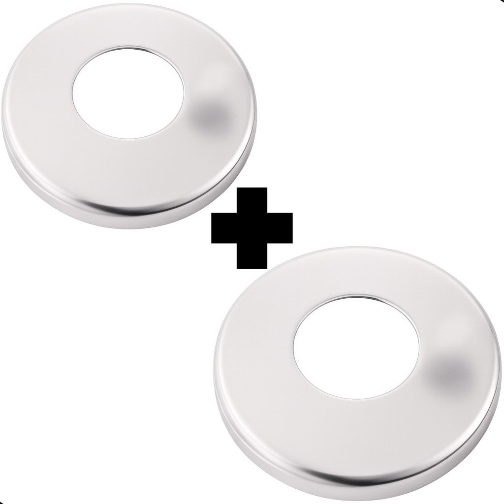 Kit  2 Acabamento Luxo Canopla Aço Inox Para Torneira 1/2 Cromada Prateado Inox