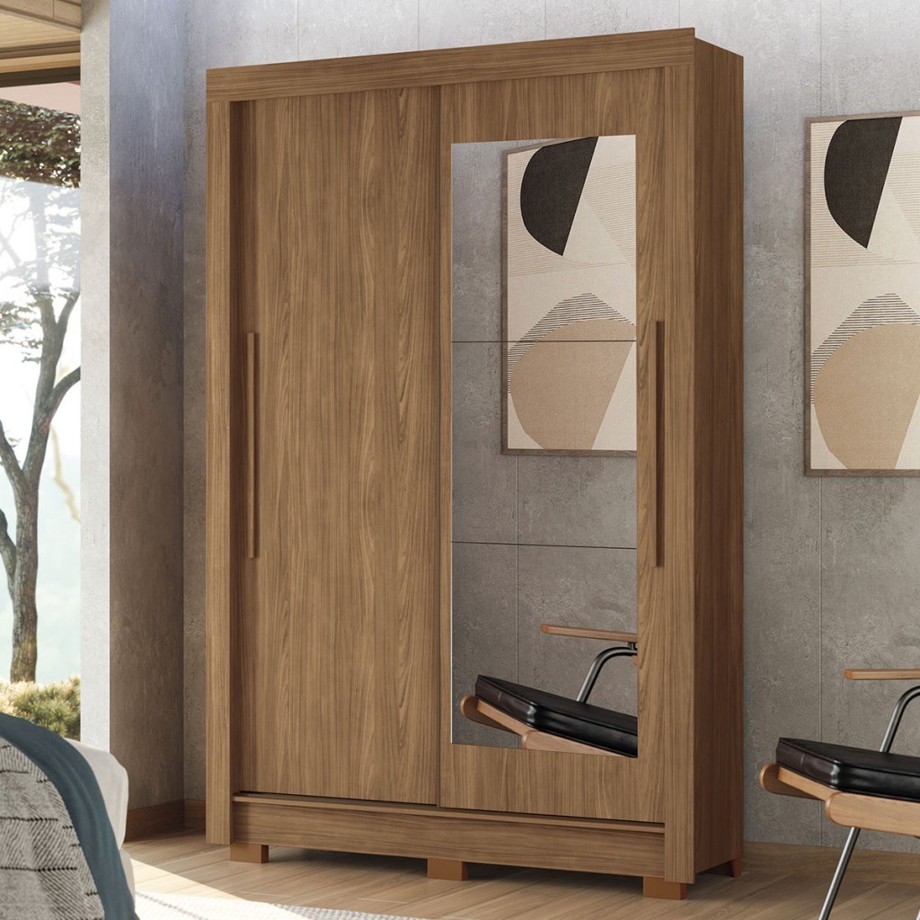 Guarda-Roupa Solteiro Jardins 2 Portas 2 Gavetas Com Espelho - Pnr Móveis em Oferta na Shopee