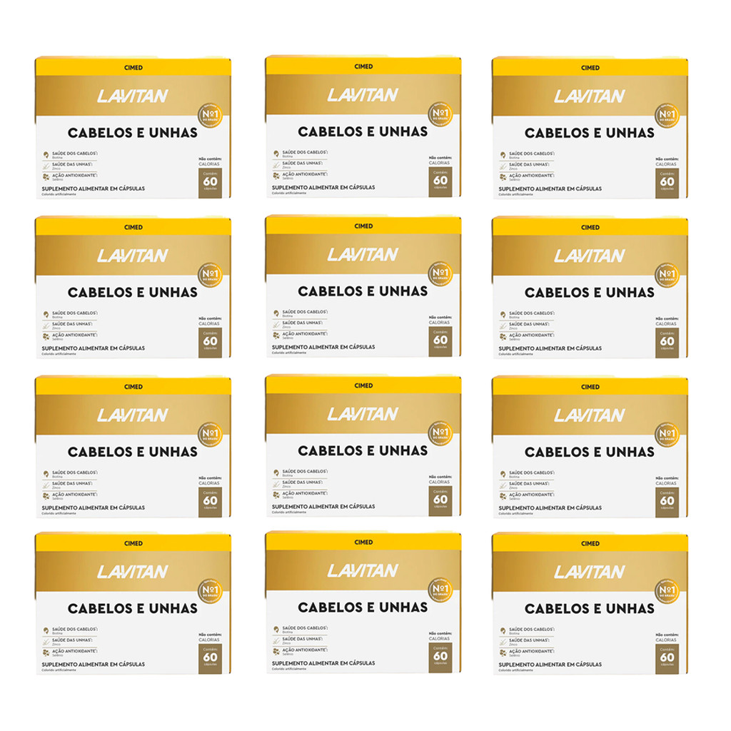 Kit 12 Lavitan Hair Cabelos e Unhas - 60 Caps - Cimed