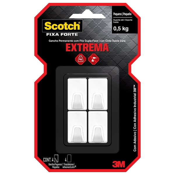 Gancho Pequeno SCOTCH Branco com 4 Unidades 3M em Oferta na Shopee