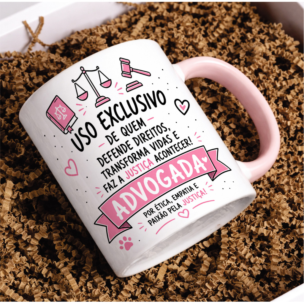 Caneca Porcelana Advogado Justiça Fórum Escritório Elegante