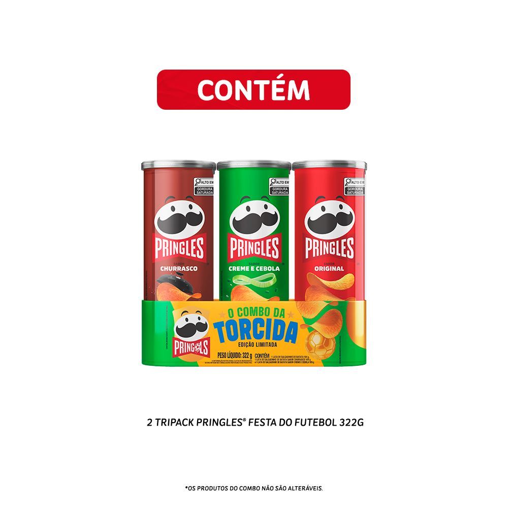 Combo Salgadinho Batata Frita Pringles Tripack Festa do Futebol 322g 2 uni · foto 2