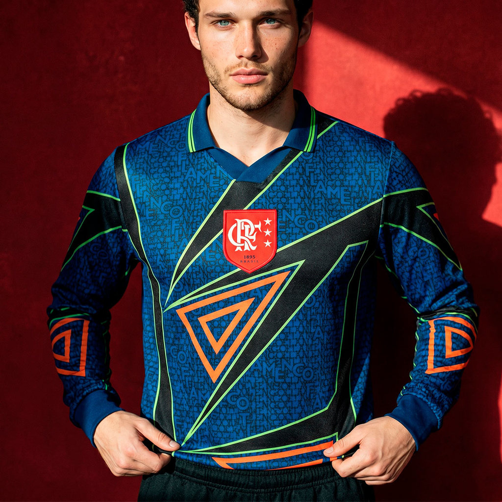 Camisa Flamengo Retrô Goleiro 1996 Manga Longa Masculina