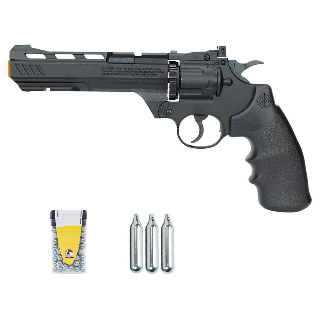 Revólver de Pressão Co2 Vigilante 4.5mm – Crosman + 3 Cilindros + Esferas