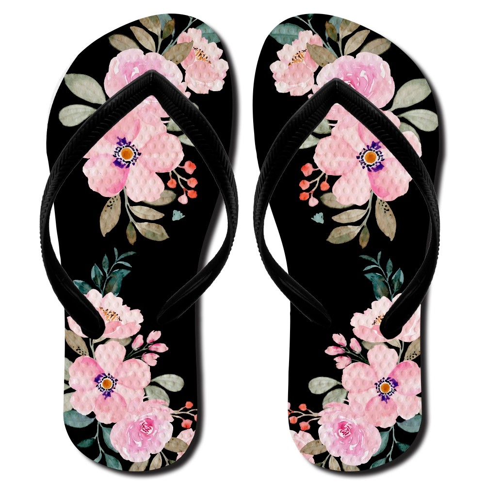 Chinelo feminino estampado floral leve confortável antiderrapante, chinelo de dedo feminino