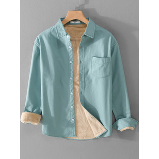 Camisa de forro de lã masculina de manga comprida 25 outono inverno novo produto Casual Oxford girando topo interno engr