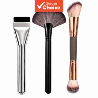 Conjunto de Pincéis de Maquiagem Multifuncionais – Pincel para Base e Corretivo, Pincel de Pó Grande em Leque, Pincel