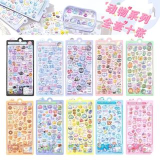 【10pcs 】 Adesivos japoneses de animais marinhos, adesivos para meninas, crianças, desenhos animados decoração de alto va