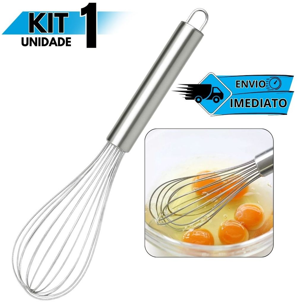 Fouet Inox Batedor de Ovos Manual para Massas e Cremes