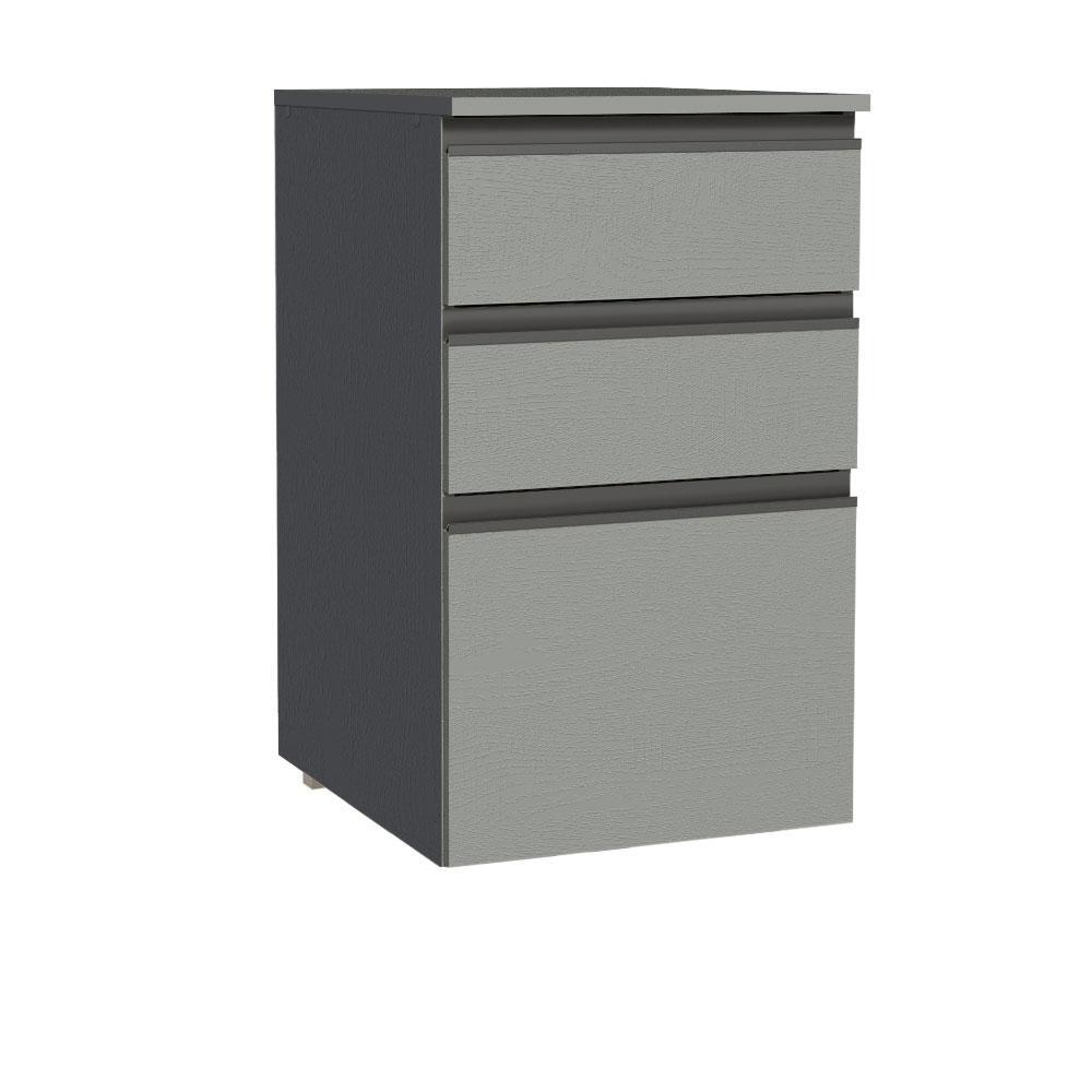 Balcão Armário de Cozinha 40 cm 3 Gavetas Suspenso Cinza Nice Madesa XJ