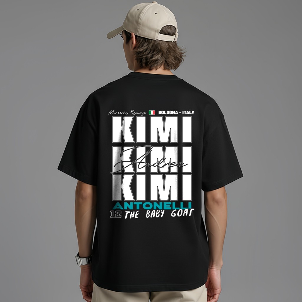 Camiseta Oversized Kimi Antonelli Fórmula 1 AMG F1 Masculina 100% Algodão Streetwear Lançamento