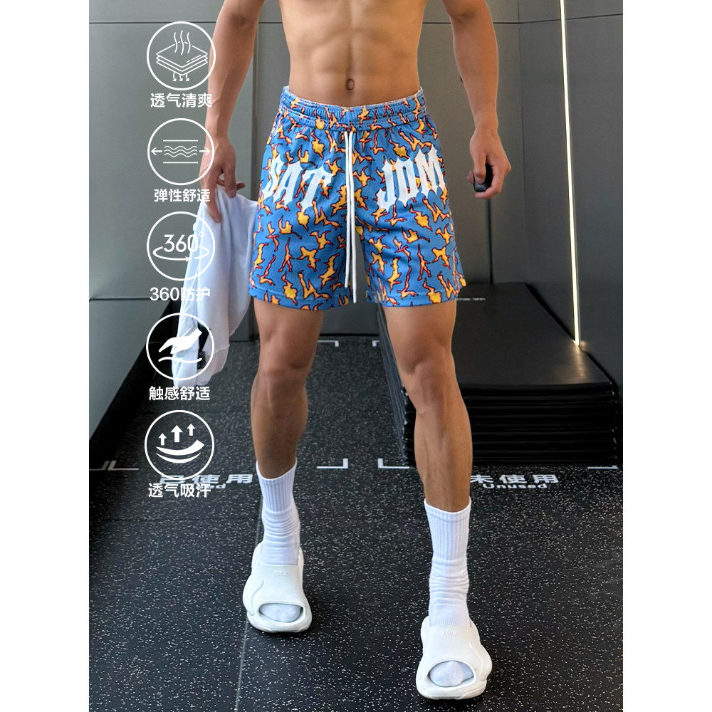 Satjdm Shorts originais calças de quarto americano três pontos chama azul treinamento basquete esportes lazer Fitness na