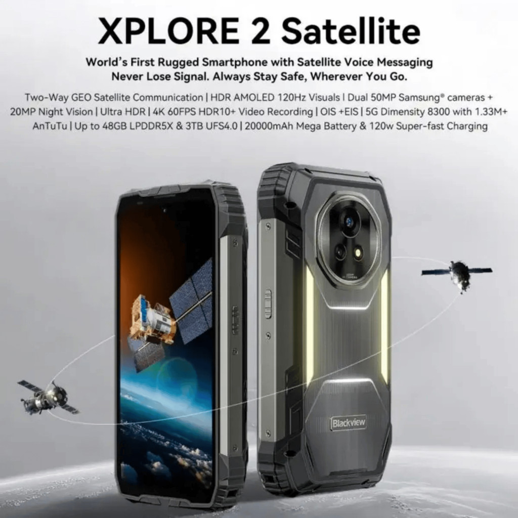 Smartphone Blackview XPLORE 2 – Dual SIM – NFC Satellite – 256GB / 12GB RAM – Display 6.73" – 50MP + 50MP
