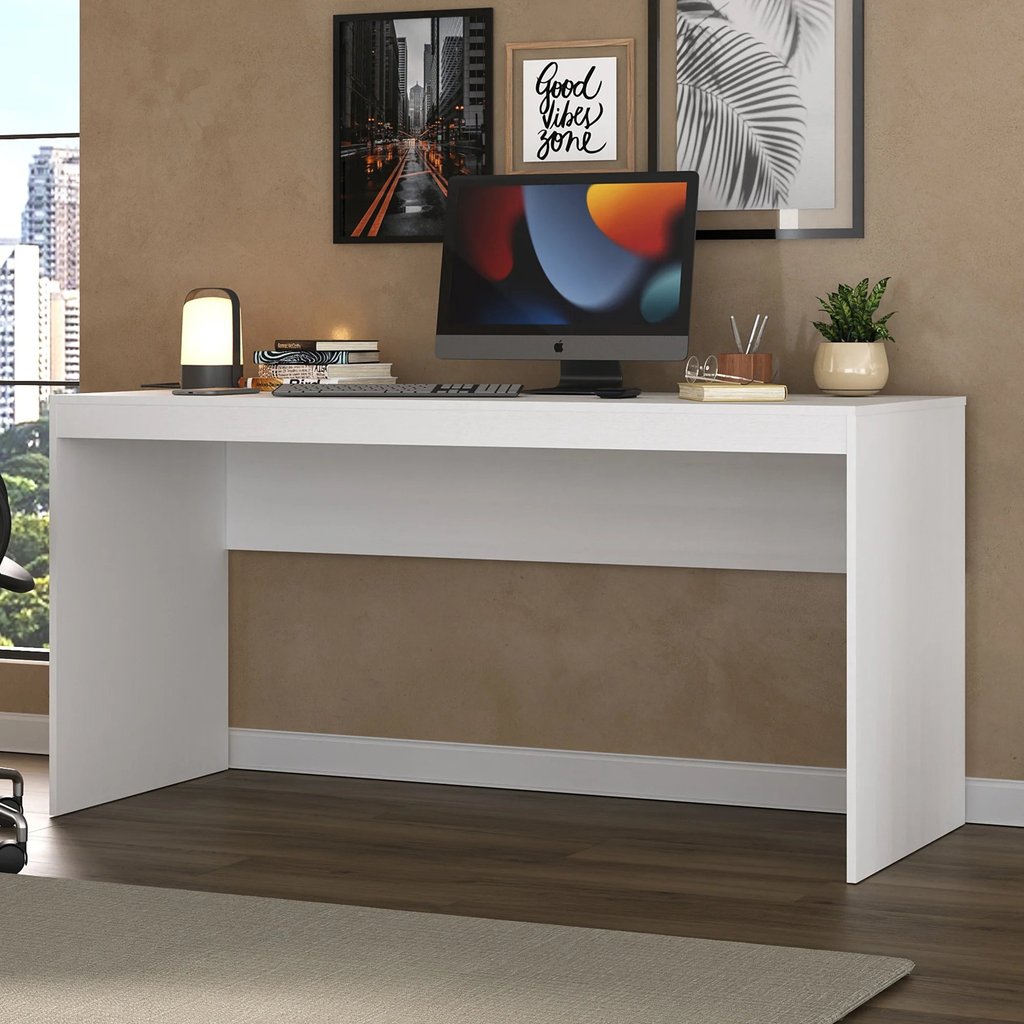 Escrivaninha Mesa Escritório Home Office 150cm Branca e Branca Branco/Branco