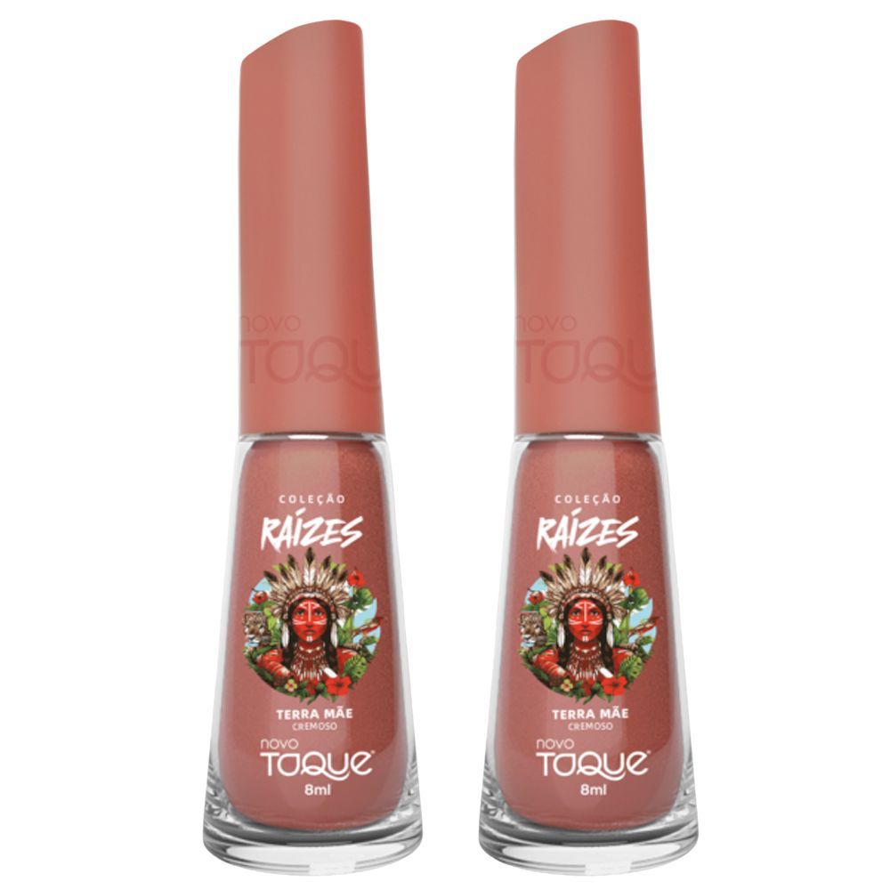 Kit 2 Esmalte Novo Toque Raízes Cremoso Cor Terra Mãe 8ml