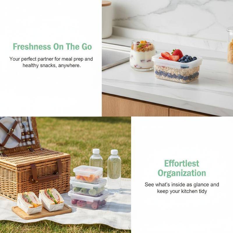 Recipiente De Armazenamento De Geladeira De Plástico Retangular Com Tampa Selada Organizador De Alimentos De Cozinha Par