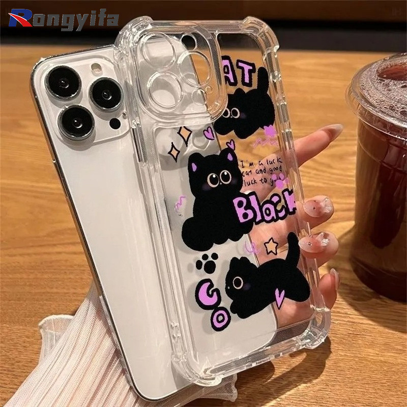Capa De Telefone De Gato Preto Fofo Para Samsung Galaxy A90 A82 A73 A72 A71 A70E A70S A70 A60 A57 A56 A55 A54 A53 A52 A5
