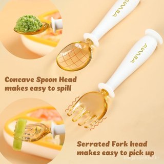 Conjunto de Garfo e Colher para Bebês em PPSU com Estojo de Viagem – Utensílios para Alimentação Autônoma, Cabos Flexíve