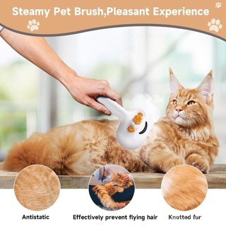 Escova a Vapor para Cães e Gatos – Pente 3 em 1 para Remoção de Pelos e Higiene, Suaviza o Pelo e Reduz a Eletroforese –