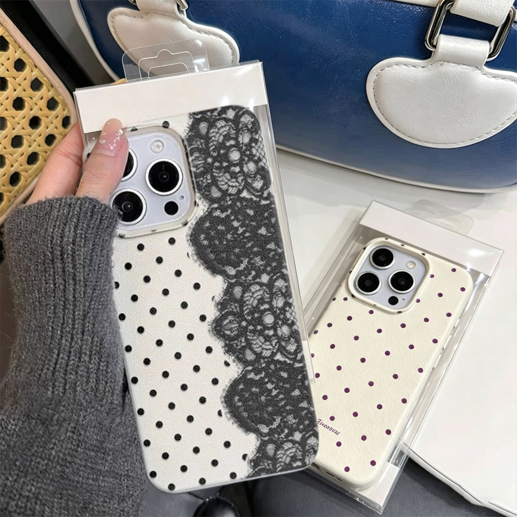 Moda Preto Vermelho Bolinhas Padrão De Renda Caso Para Samsung Galaxy A57 A37 A27 A07 A17 A36 A26 A15 A52 A54 A36 A55 A3