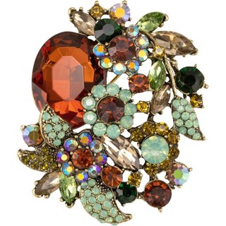 SELOVO Broche de Flor com Strass e Brilho, Acessório de Joalharia para Lenço, Tom Dourado Vintage