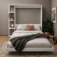 Cama Articulada de Casal com 4 Prateleiras e 2 Nichos CM8014 Branco Branco