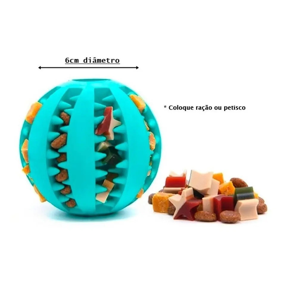 Bola Bolinha Brinquedo Interativo Porta Ração Petisco Cães Diversas Cores · foto 2