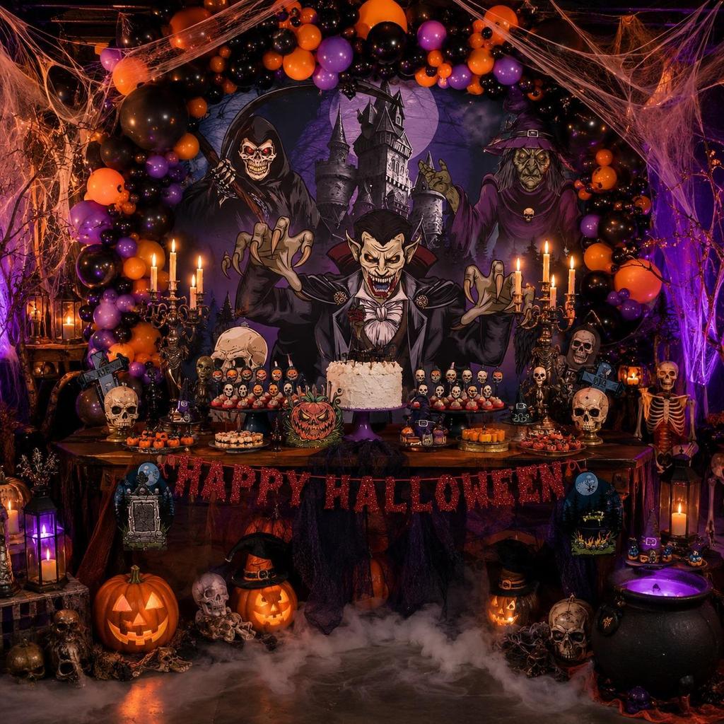 Decoração Halloween Assustador Completo Em EVA e Painel