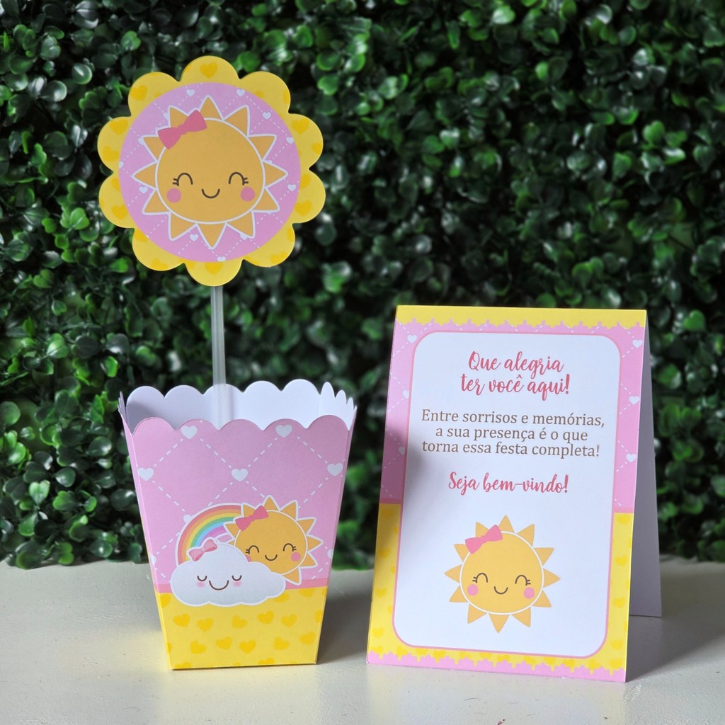 Centros de mesa + Plaquinhas RAIO DE SOL MENINA festa infantil lembrancinhas aniversario mimo decoração personalizados