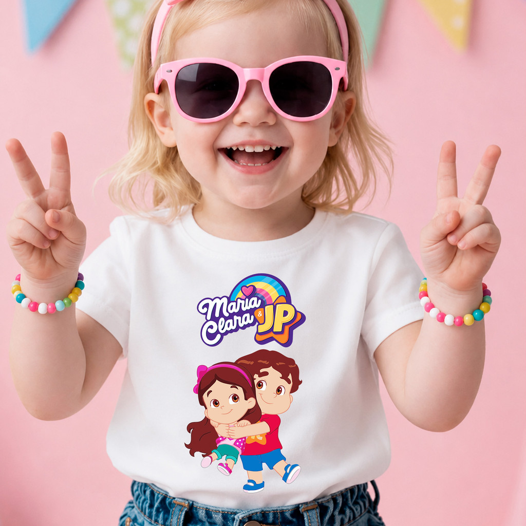 Camiseta Camisa Blusa Infantil Juvenil Maria Clara e JP Desenho Youtubers Alta Qualidade Unissex