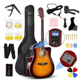 Violão Acústico 38 Polegadas 6 Cordas Leve Madeira Várias Cores Iniciantes Aulas Ensaio Banda Kit de Ideal para Prática