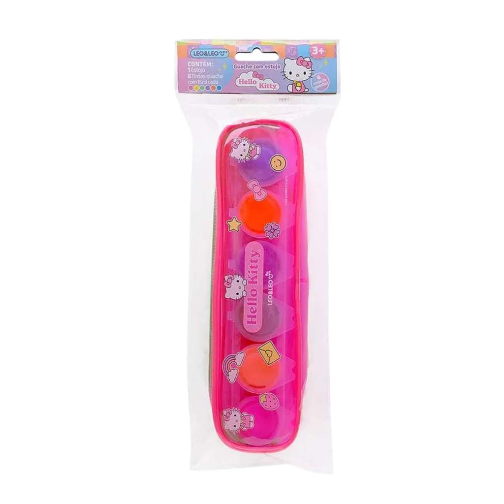 Tinta Guache Hello Kitty com Estojo 6 Cores 15ml - Leonora 10763