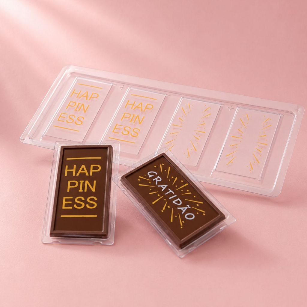 Blister Decorado com Transfer Para Chocolate - Tablete Gratidão e Happiness - BL011801 - 1 unidade - Stalden - Rizzo