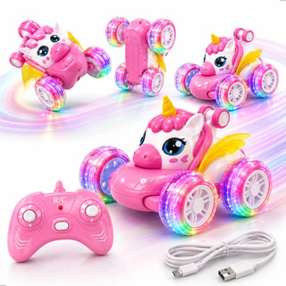 Carrinho de Controle Remoto Unicórnio Recarregável Luzes Coloridas Brinquedo Menina Carro Elétrico Infantil