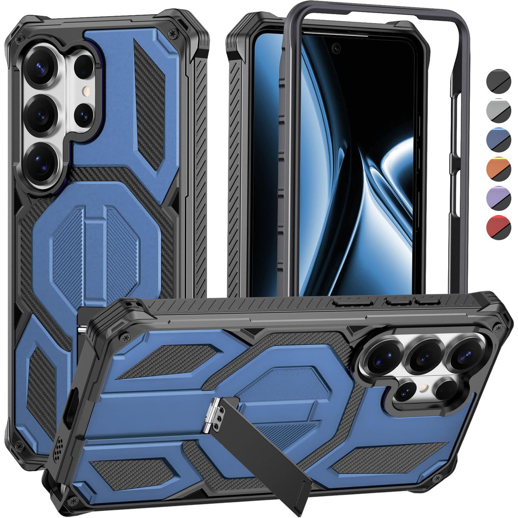 Capa Magnética Forte Para Samsung Galaxy S26 Plus S25 S24 Ultra FE A17 A16 A26 A37 A27 A36 A56 A57 4G-5G , Suporte Integ