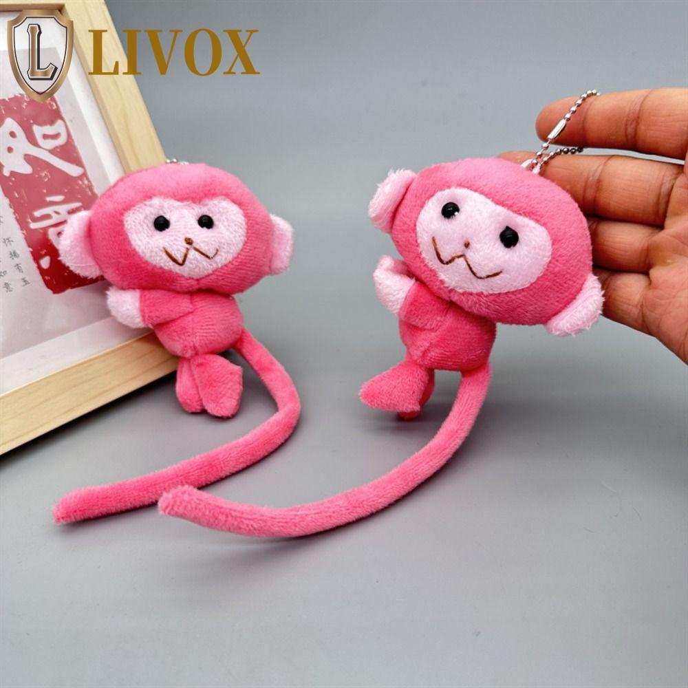 Pingente De Macaco LIVOX , Chaveiro De Boneca De Algodão PP De Cauda Longa , Brinquedo Pelúcia Macia De Desenho Animado