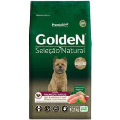 Ração Seca GoldeN Seleção Natural Frango e Arroz para Cães Sênior de Porte Pequeno - 10,1Kg