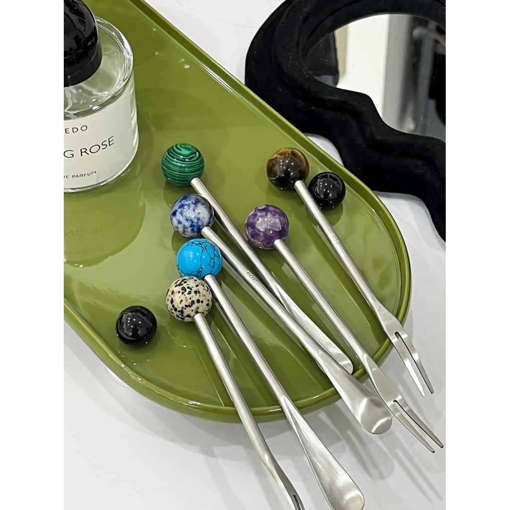 Retro Natural pedra áspera High-End colher de café colher de comida ocidental sobremesa bebida tempero 304 haste de agit