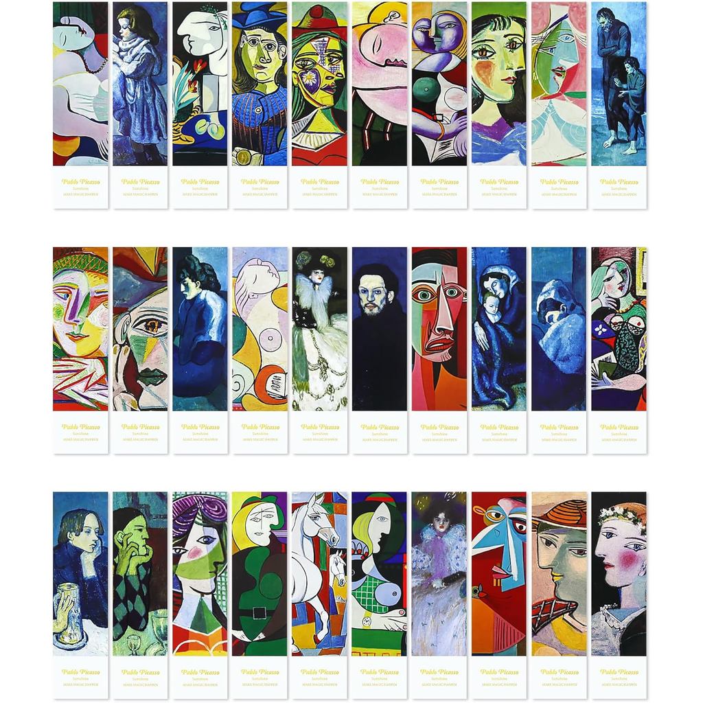 30 Marcadores de Página de Papel, Marcadores de Página com Obras de Arte de Picasso em Lote para Amantes de Livros, Conj