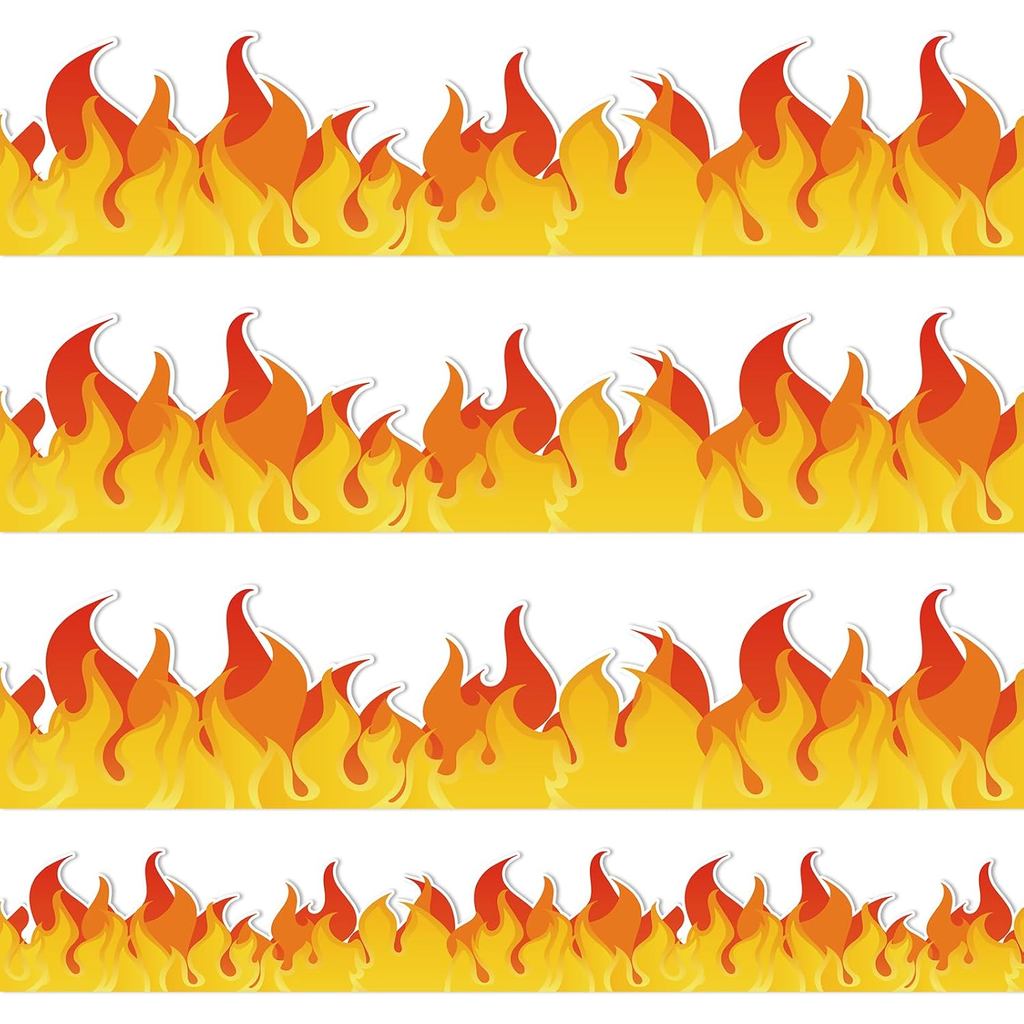 JarThenaAMCS Borda Decorativa para Quadro de Avisos de Incêndio, Vermelho e Laranja, Rolo de Borda Recortada para Decora
