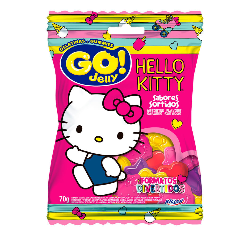 Bala de Gelatina Hello Kitty Go Jelly Sabores Sortidos em Formatos Divertidos 70g