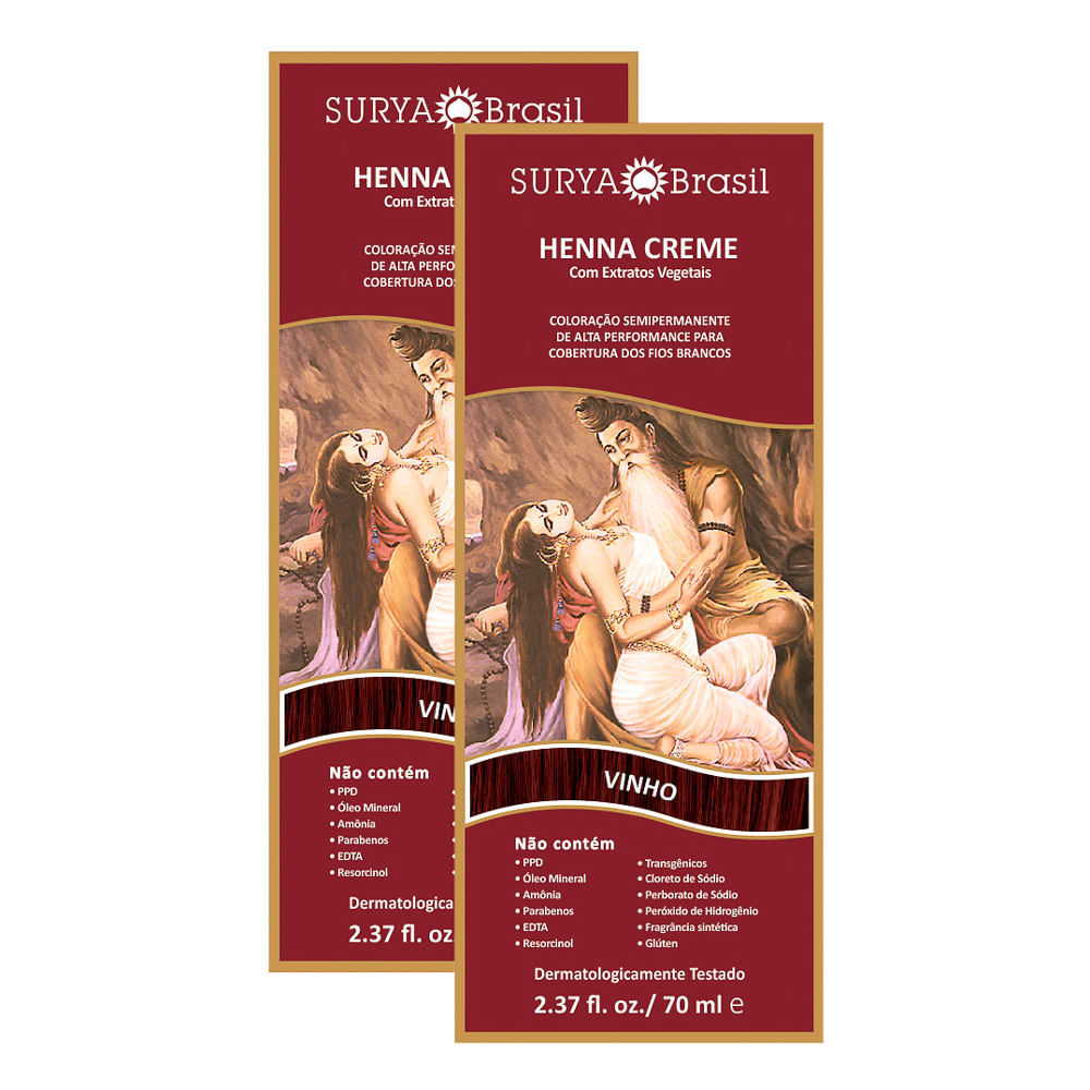 Kit 2 Henna Creme Surya Brasil Vinho Kit
