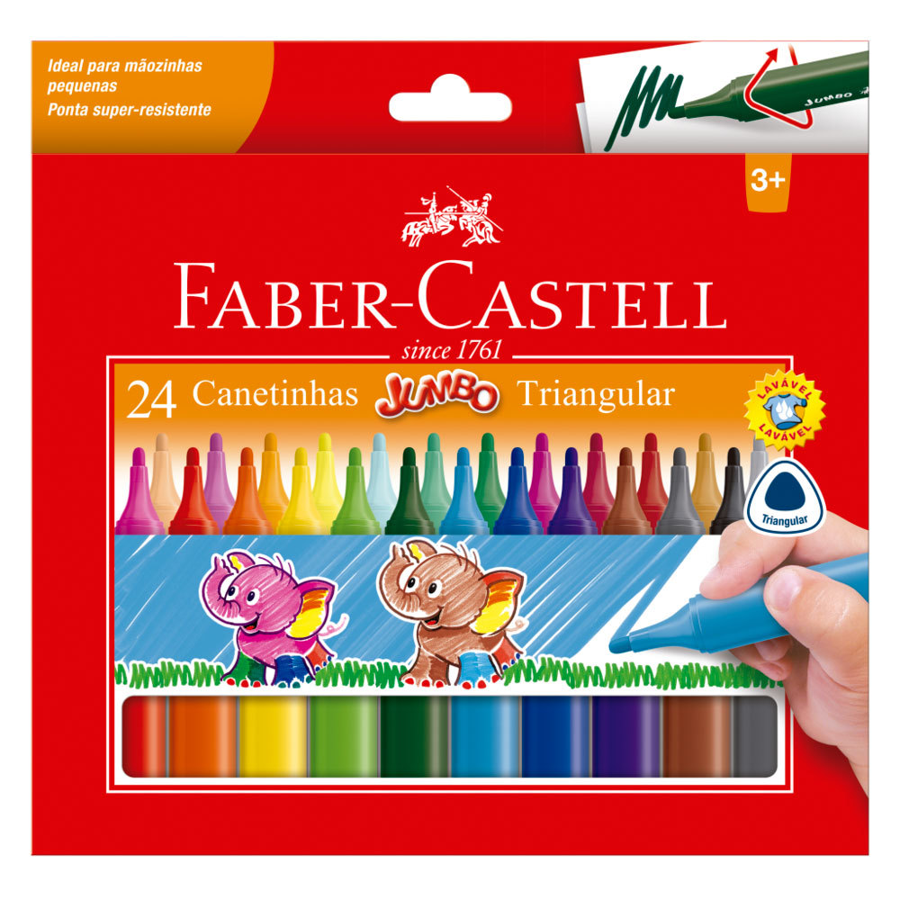 Caneta hidrográfica jumbo com 24 cores 150224J/550624 Faber-Castell
