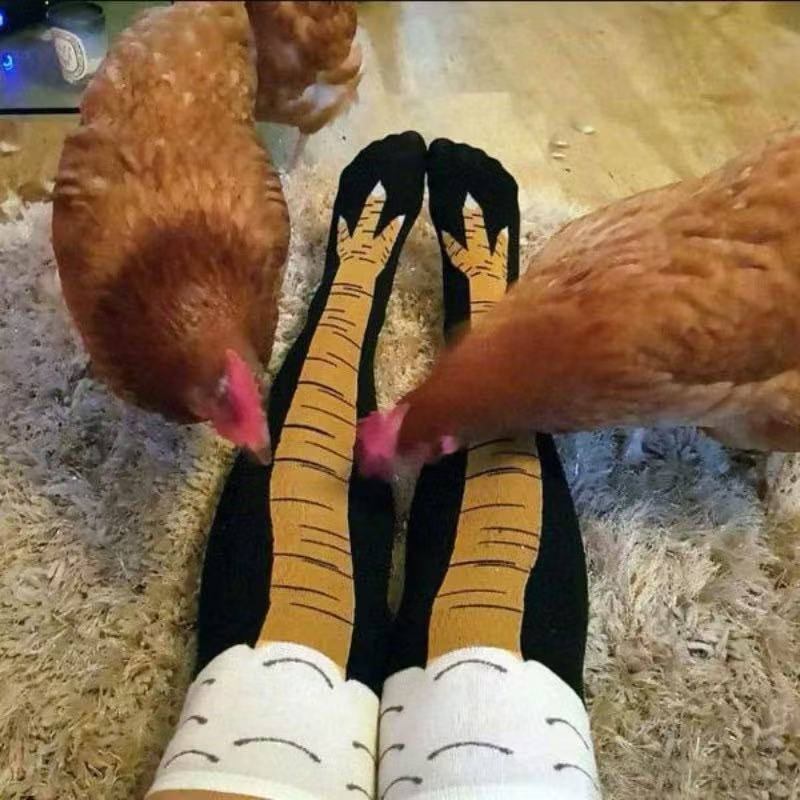 Meias De Perna De Frango Divertidas Longas De Algodão Desenho Animado Criativas Comprimento Do — imagem 2 de 2