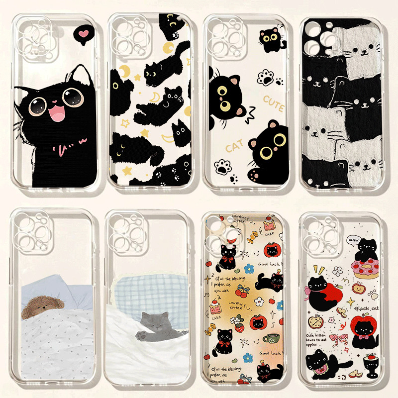 Gato Inocente Bonito Gatinho Caso Para Samsung Galaxy A53 A33 A22 A03 A12 A02 A52 A72 A32 A31 A20S 5G Claro Fino Tendênc