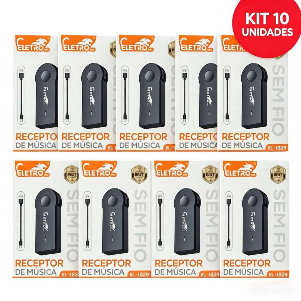 Kit 4/6/10  Receptor de Música Bluetooth USB EL-1829 – Transforme Som Comum em Sem Fio